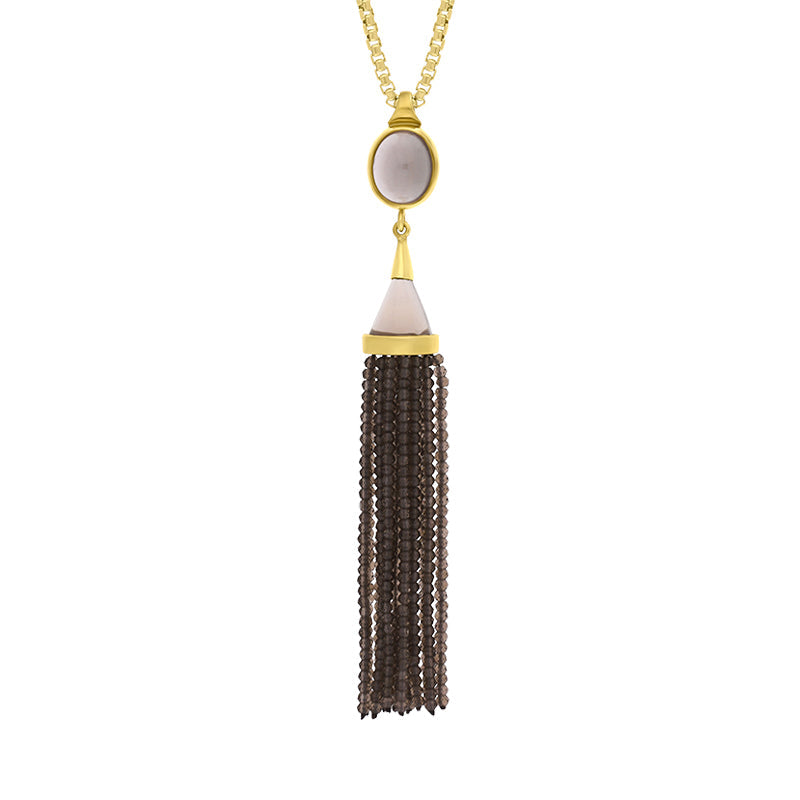 Gold Plated Sterling Silver Smokey Quartz Cascade Tassel Necklace D - Option1 Value