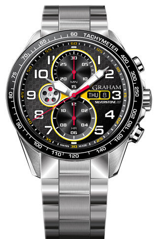 Graham Watch Silverstone RS Racing Yellow Bracelet - Black