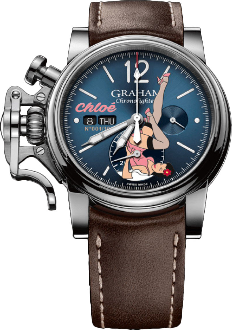 Graham Watch Chronofighter Vintage Nose Art Chloe Limited Edition - Blue