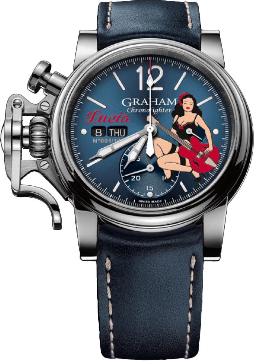 Graham Watch Chronofighter Vintage Nose Art Lucia Limited Edition - Blue