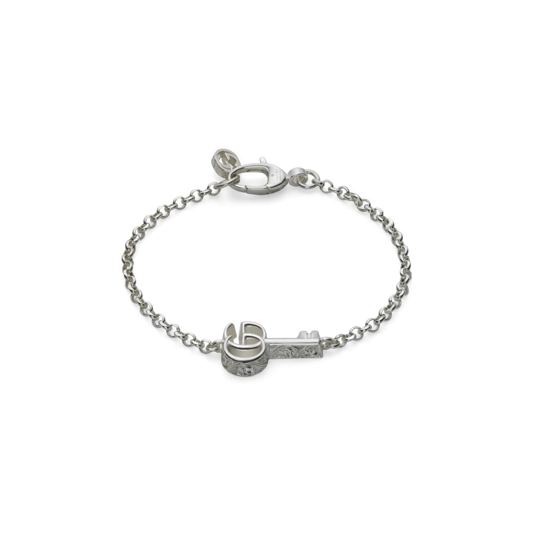 Gucci GG Marmont Sterling Silver Key Charm Bracelet - 17cm