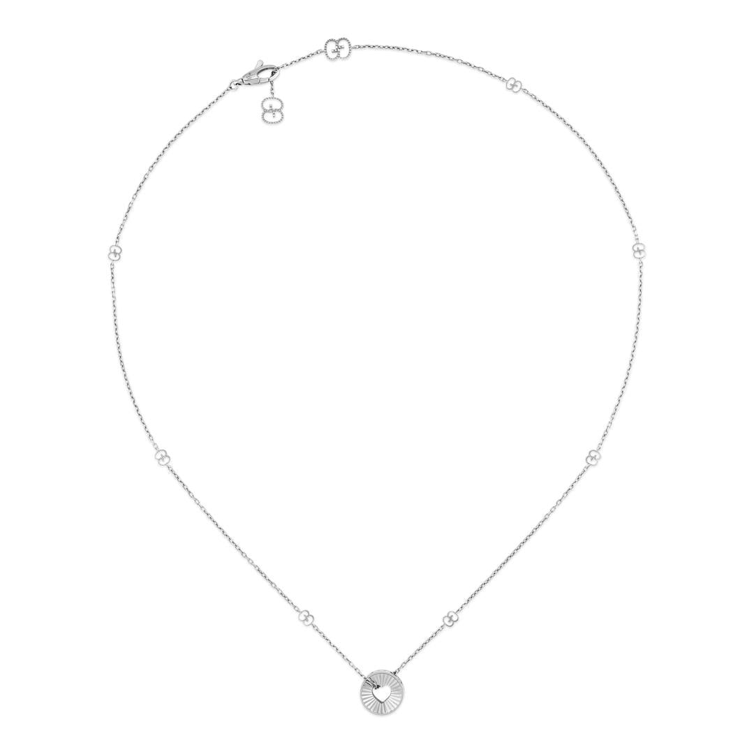 Gucci Icon 18ct White Gold Open Heart Chain Necklace - White Gold