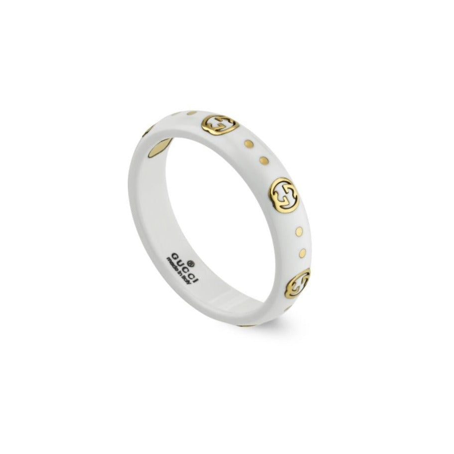 Gucci Icon 18ct Yellow Gold Interlocking G Band Ring D - T.5