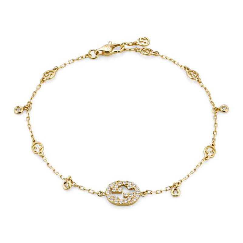 Gucci Interlocking 18ct Yellow Gold 0.20ct Diamond Bracelet