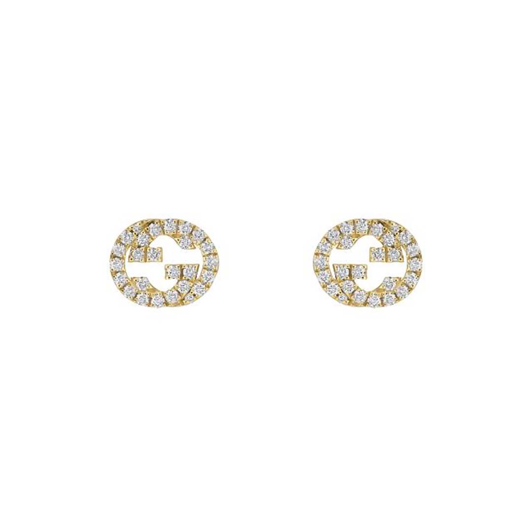 Gucci Interlocking 18ct Yellow Gold 0.38ct Diamond Stud Earrings