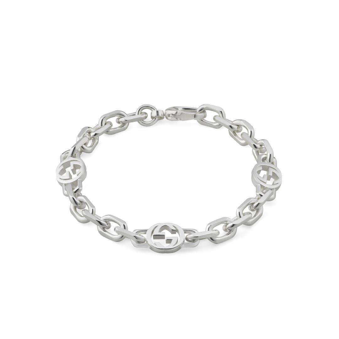 Gucci Interlocking Motif Sterling Silver Bracelet - 20cm