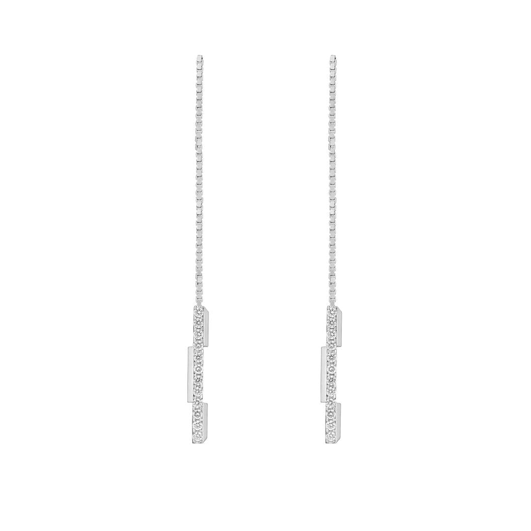 Gucci Link to Love 18ct White Gold Diamond Chain Earrings D - Gold