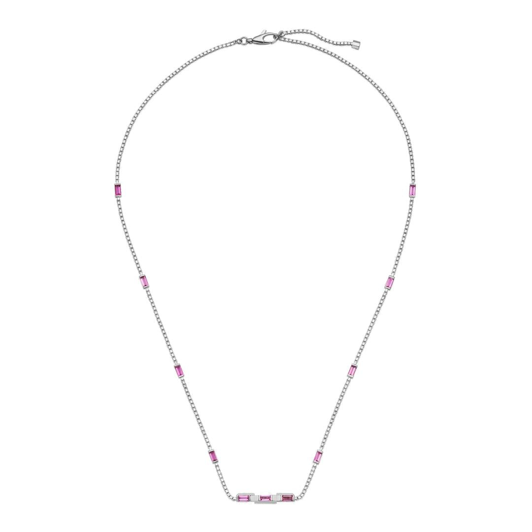 Gucci Link to Love 18ct White Gold Rubellite Baguette Necklace D - White Gold