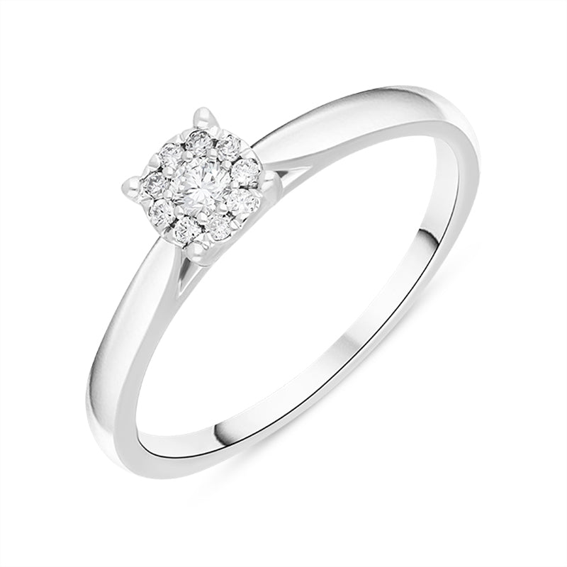 Hans D Krieger 18ct White Gold 0.14ct Diamond Cluster Ring - Gold