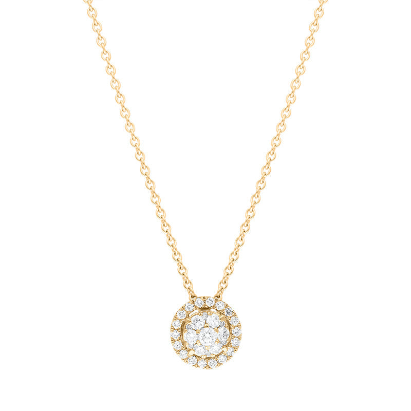 Hans D Krieger 18ct Rose Gold 0.26ct Diamond Round Cluster Pendant - Gold