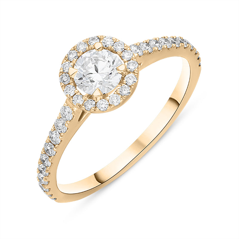 Hans D Krieger 18ct Rose Gold 0.76ct Diamond Shoulder Set Cluster Ring - Gold