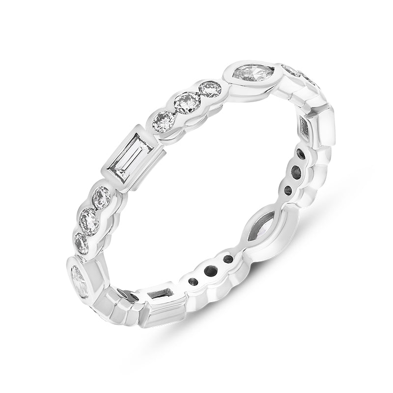 Hans D Krieger 18ct White Gold 0.87ct Diamond Mixed Cut Eternity Ring - Gold