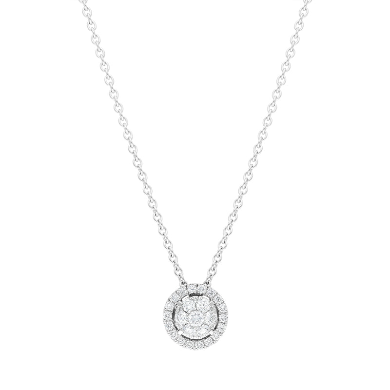 Hans D Krieger 18ct White Gold 0.26ct Diamond Round Cluster Pendant - Gold