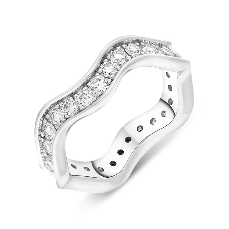 Hans D Krieger 18ct White Gold 1.21ct Diamond Wave Eternity Ring - Gold