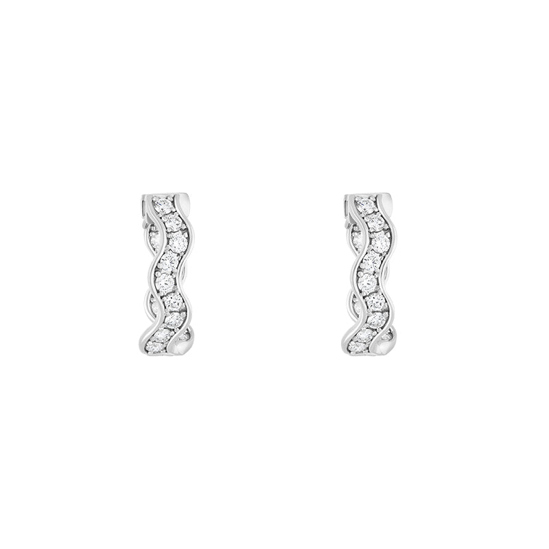 Hans D Krieger 18ct White Gold 1.53ct Diamond Wave Hoop Earrings - Gold