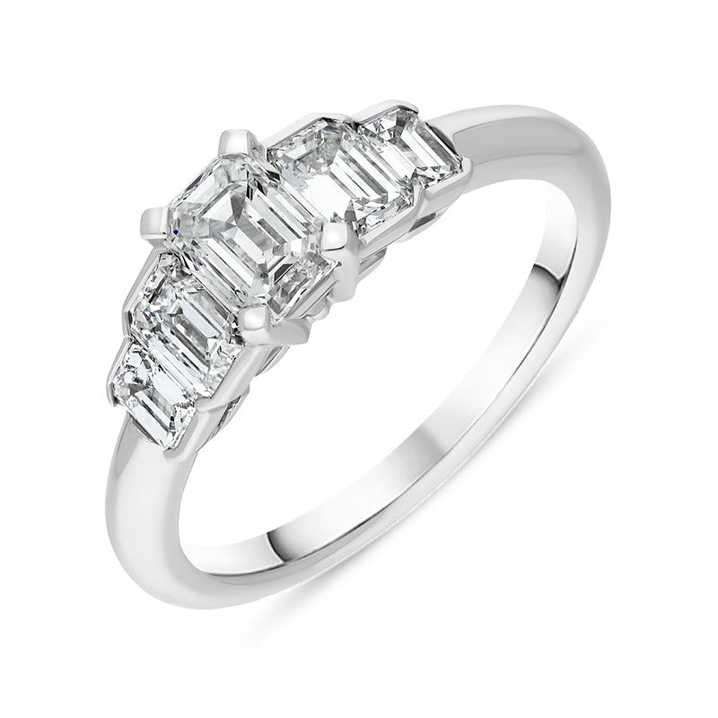 Hans D Krieger 18ct White Gold 1.62ct Diamond Emerald Cut Ring D - N