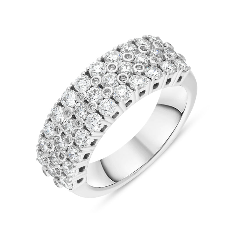 Hans D Krieger 18ct White Gold 1.72ct Diamond Three Row Eternity Ring D - M