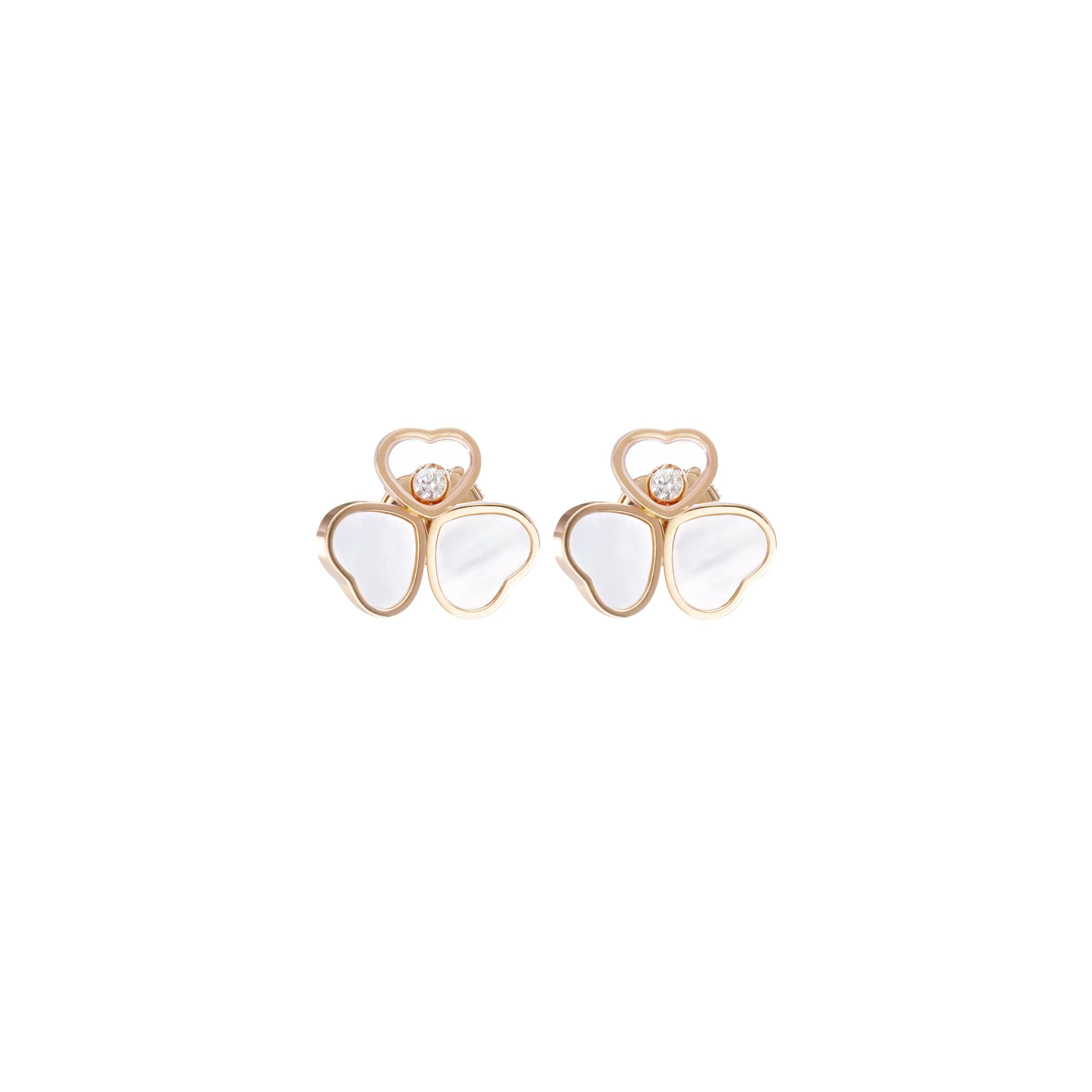Chopard Happy Hearts Wings 18ct Rose Gold Mother Of Pearl Earrings
