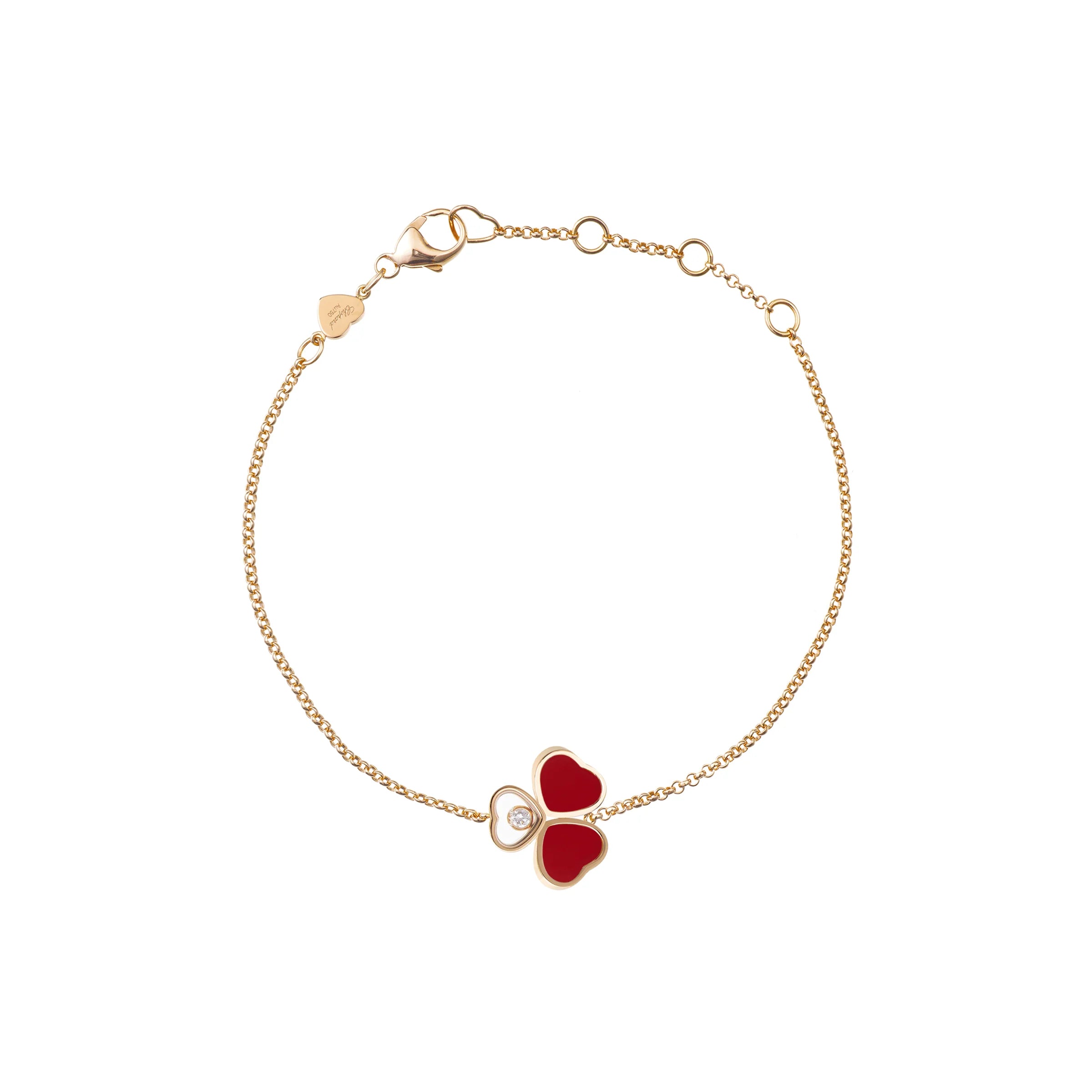 Chopard Happy Hearts Wings 18ct Rose Gold Red Stone Bracelet