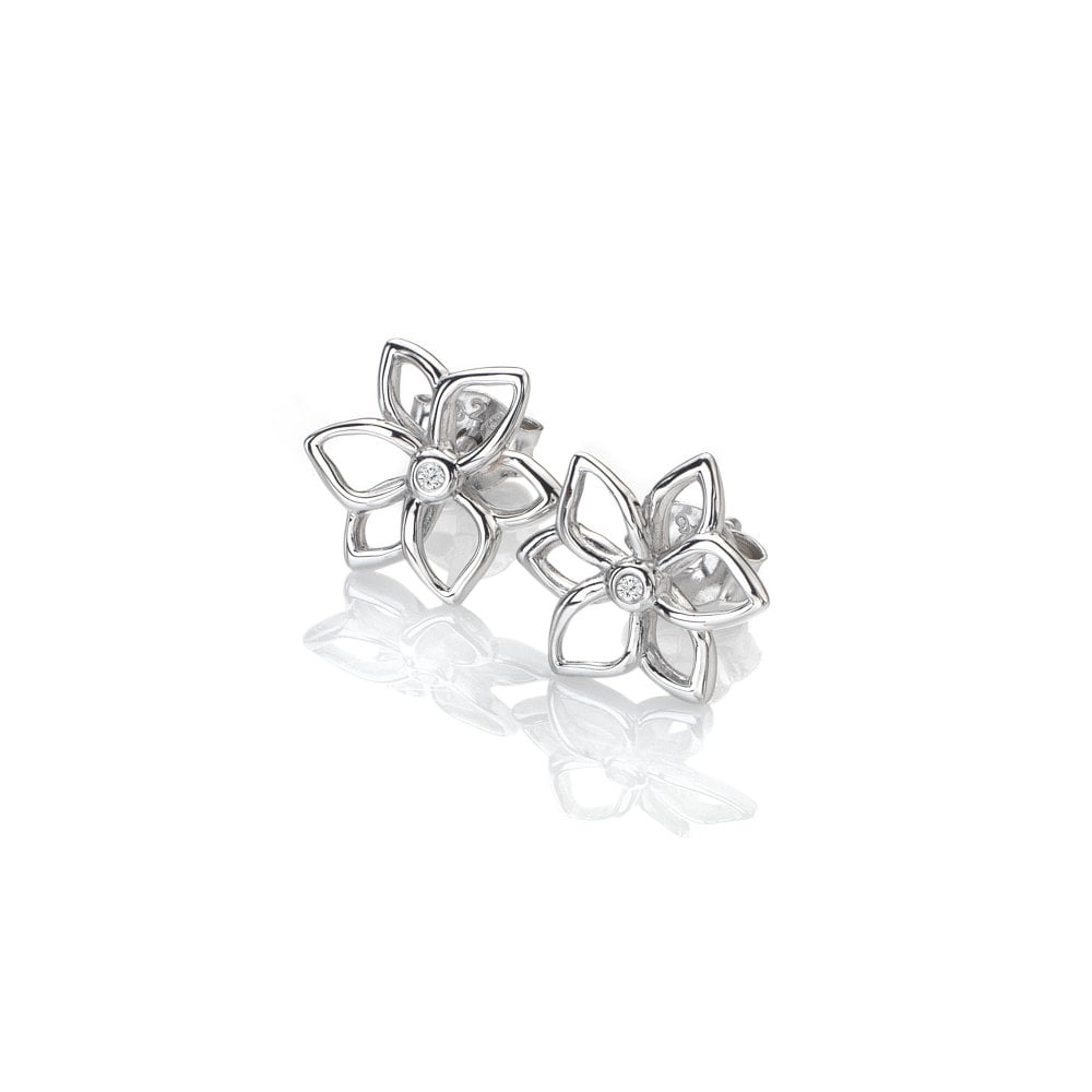 Hot Diamonds Diamond Amulets Sterling Silver Flower Earrings - Silver