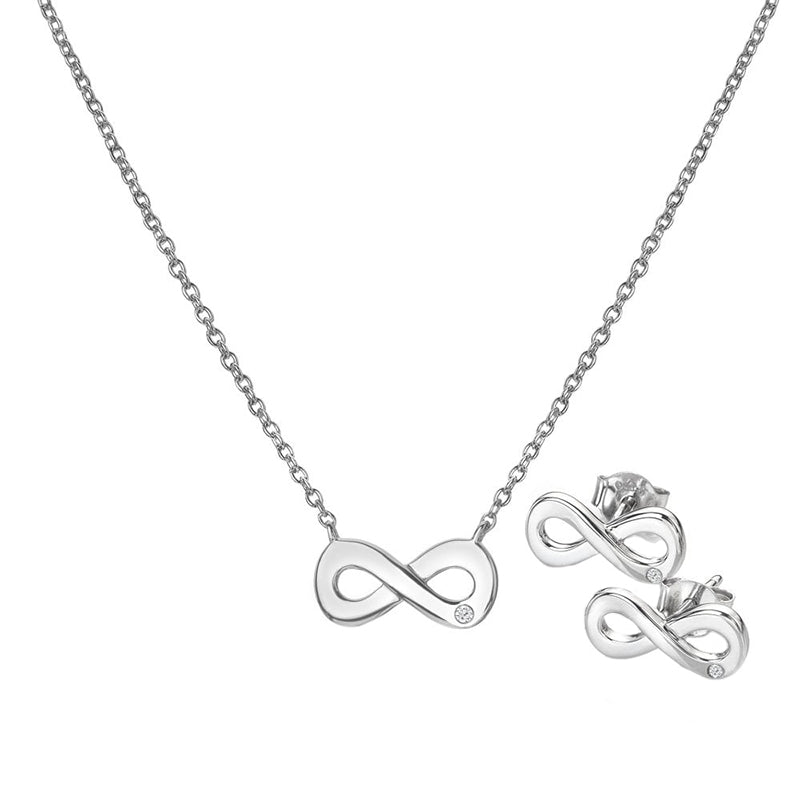 Hot Diamonds Diamond Amulets Sterling Silver Infinity Pendant Earrings Set - Silver