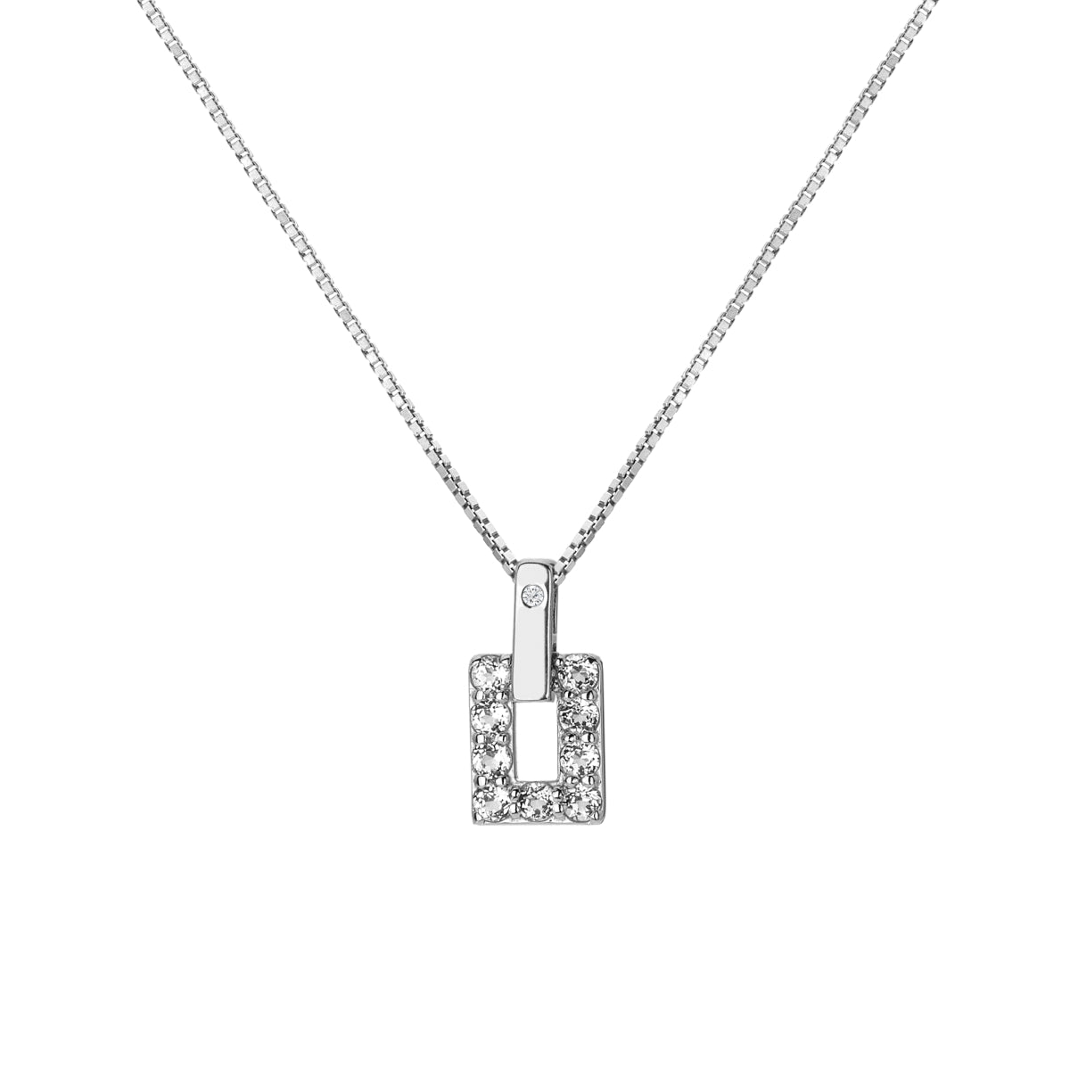 Hot Diamonds Echo Sterling Silver White Topaz Pendant Necklace - Silver