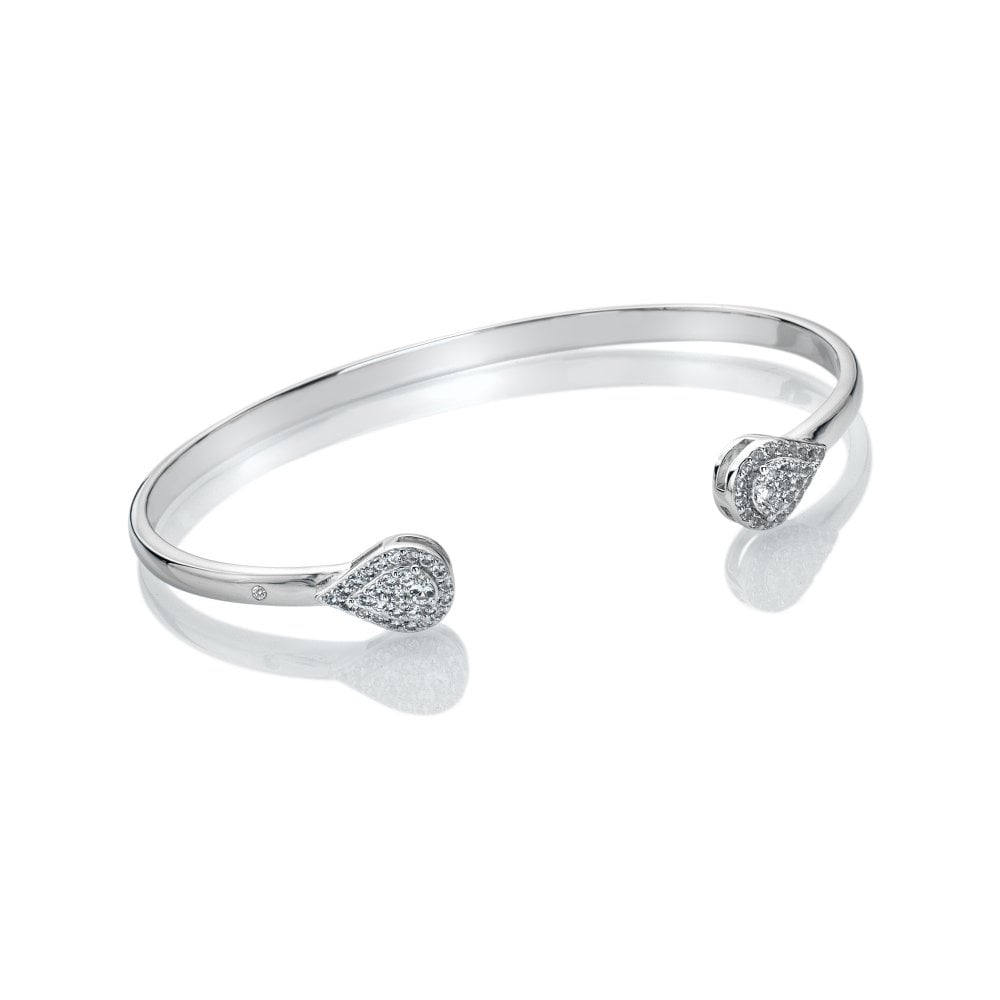 Hot Diamonds Glimmer Sterling Silver White Topaz Bangle