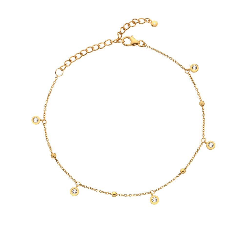 Hot Diamonds Gold Plated Sterling Silver Droplet White Topaz Bracelet