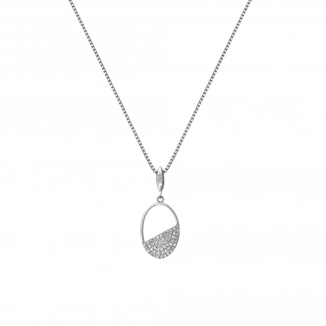 Hot Diamonds Horizon Sterling Silver White Topaz Oval Necklace D - TITLE Silver