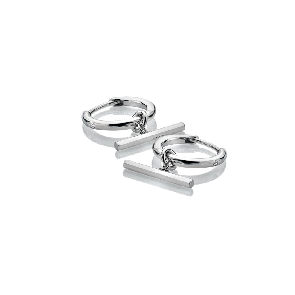 Hot Diamonds Linked T-Bar Sterling Silver Hoop Earrings
