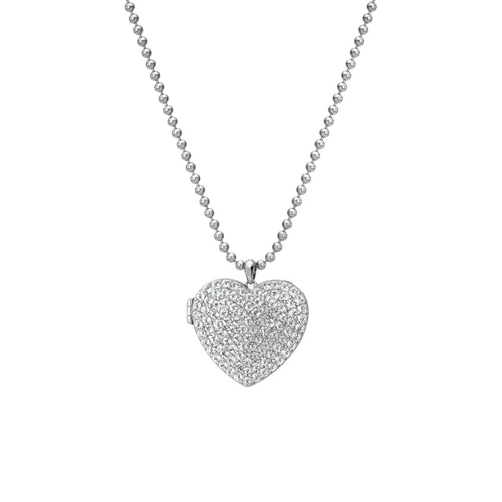 Hot Diamonds Memories Sterling Silver White Topaz Heart Locket D - TITLE Silver