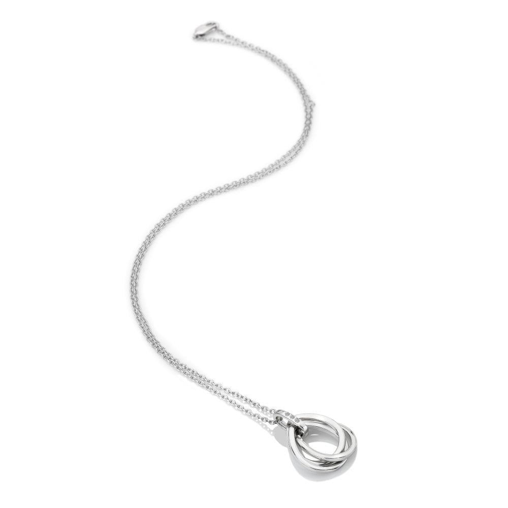 Hot Diamonds Trio Sterling Silver Diamond Teardrop Necklace - Silver