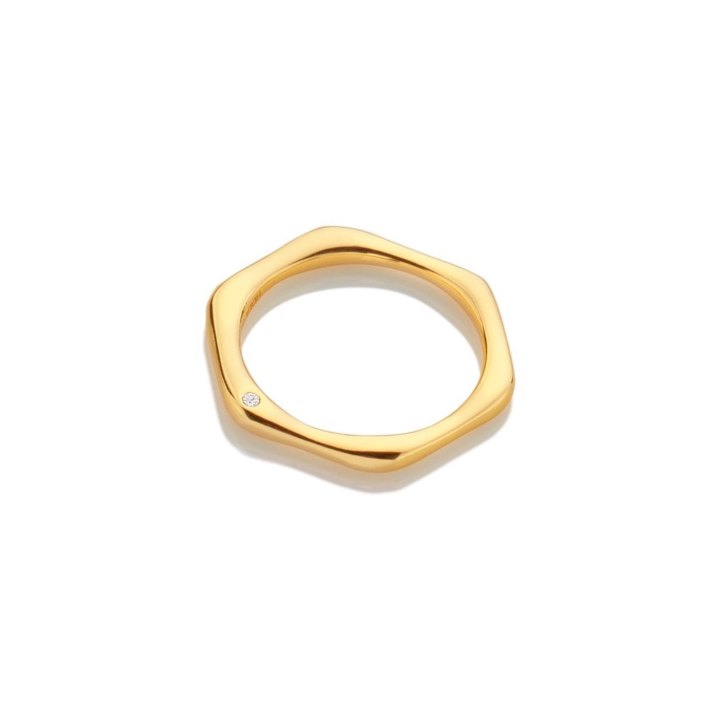 Hot Diamonds x Jac Jossa Fluid Gold Plated Sterling Silver Ring - Medium (N)