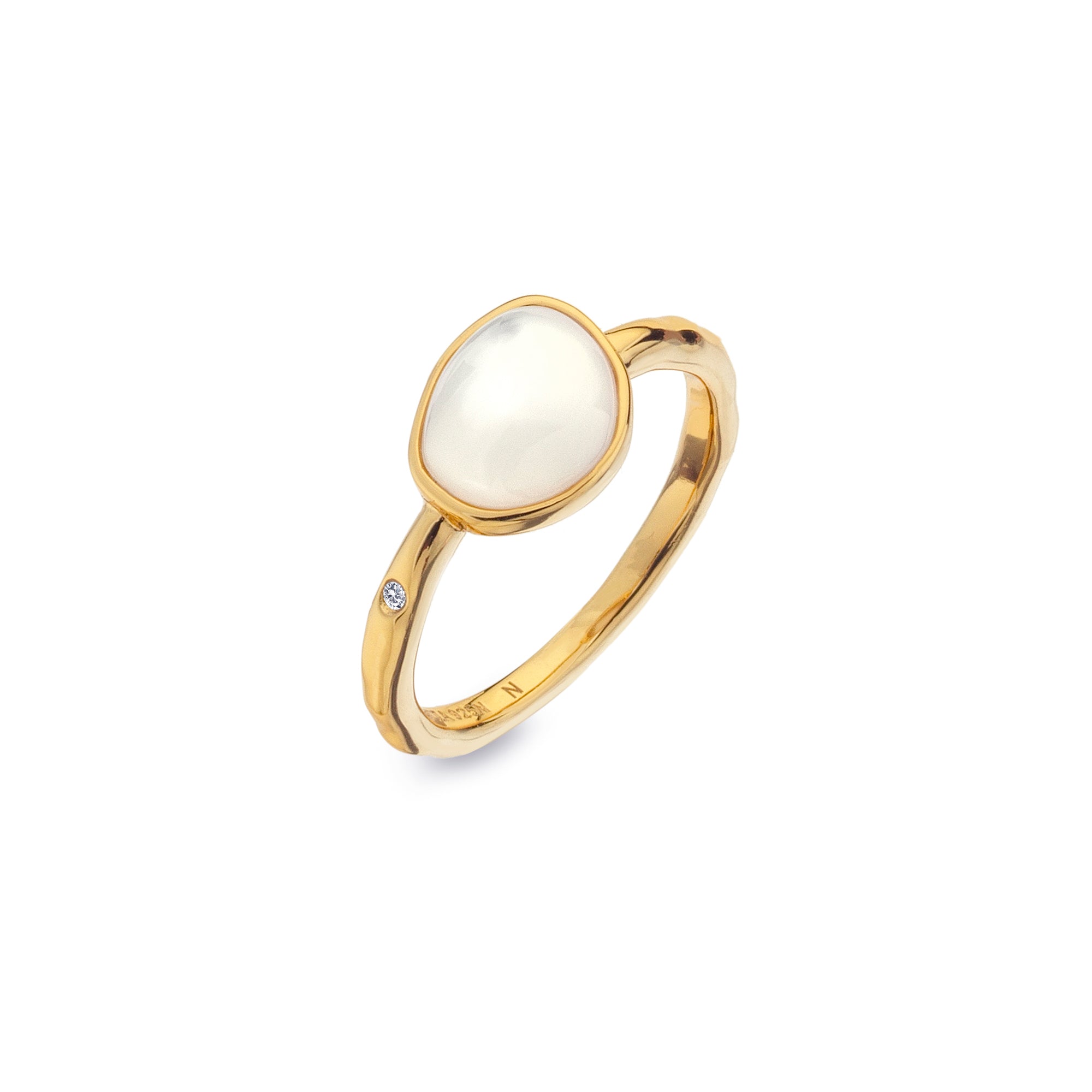 Hot Diamonds x Jac Jossa Calm Gold Plated Sterling Silver Mother of Pearl Ring - Medium (N)