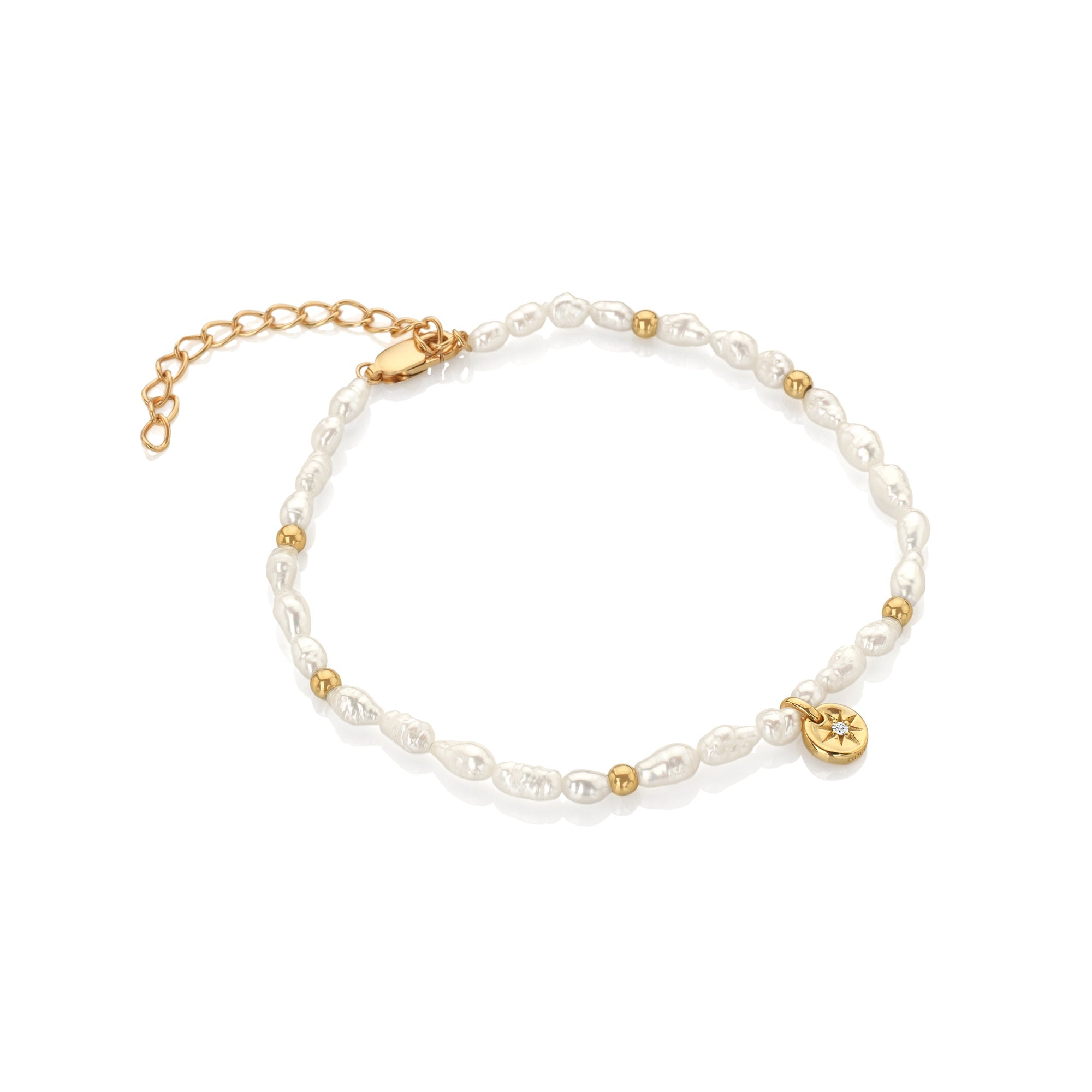 Hot Diamonds x Jac Jossa Calm Gold Plated Sterling Silver Pearl Lunar Bracelet - Gold