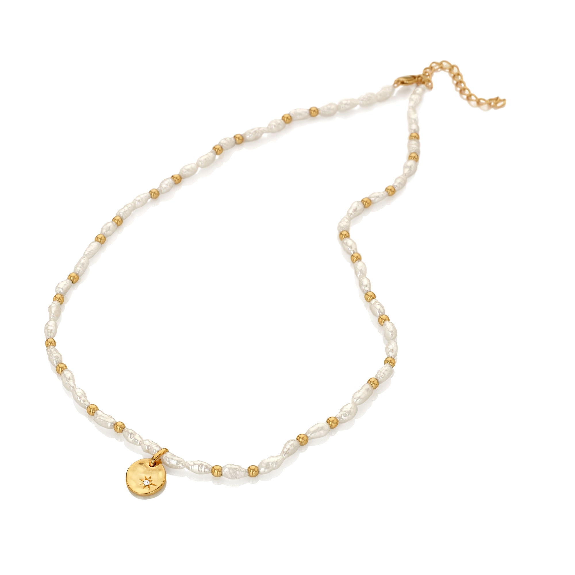 Hot Diamonds x Jac Jossa Calm Gold Plated Sterling Silver Pearl Lunar Necklace - Gold