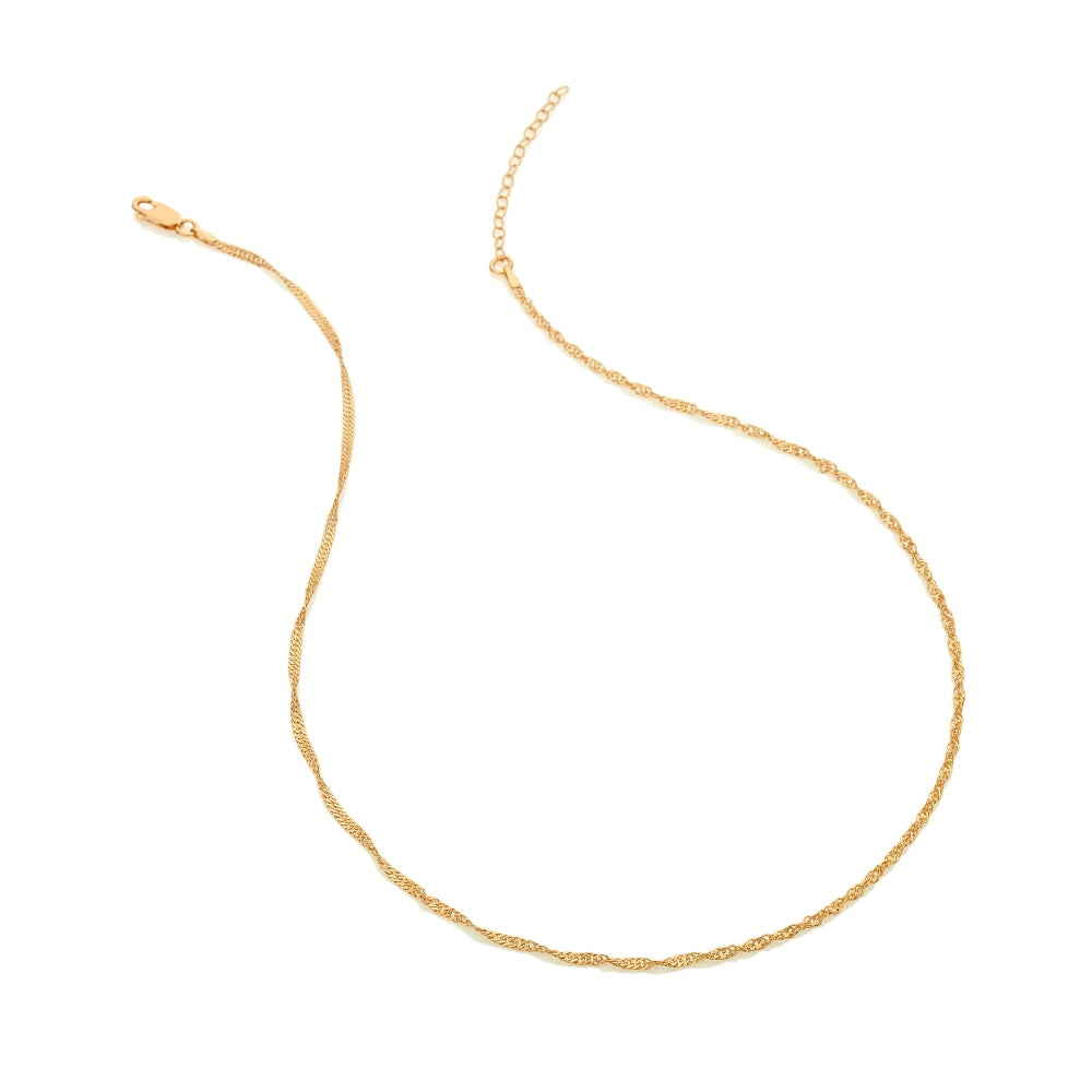 Hot Diamonds x Jac Jossa Embrace Gold Plated Sterling Silver Singapore Chain Necklace 45 - 50cm - Silver