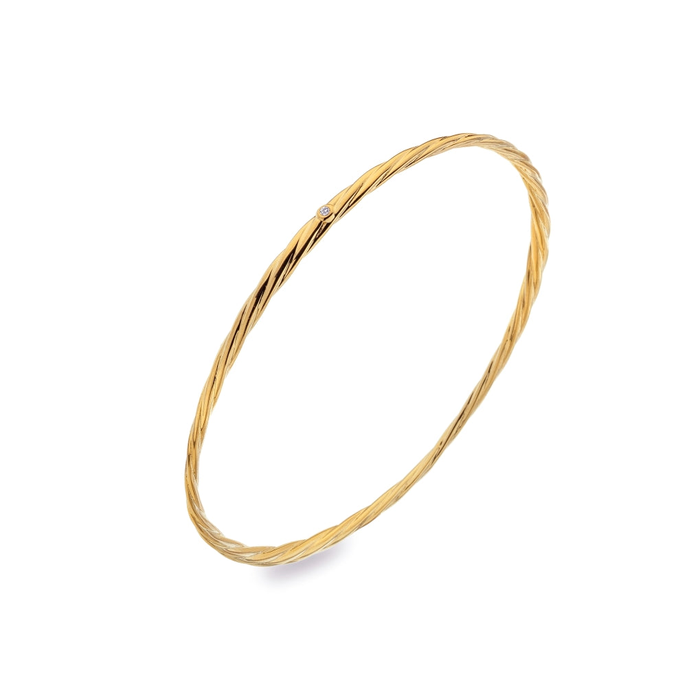 Hot Diamonds x Jac Jossa Entwine Gold Plated Sterling Silver Bangle - Silver