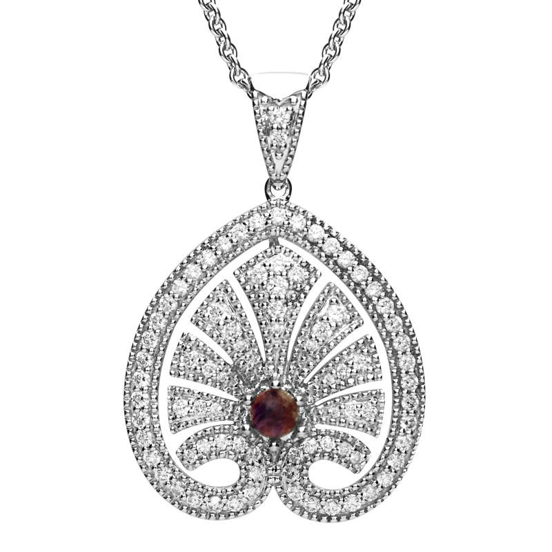 18ct White Gold Blue John 0.85ct Diamond House Style Leaf Necklace - Gold