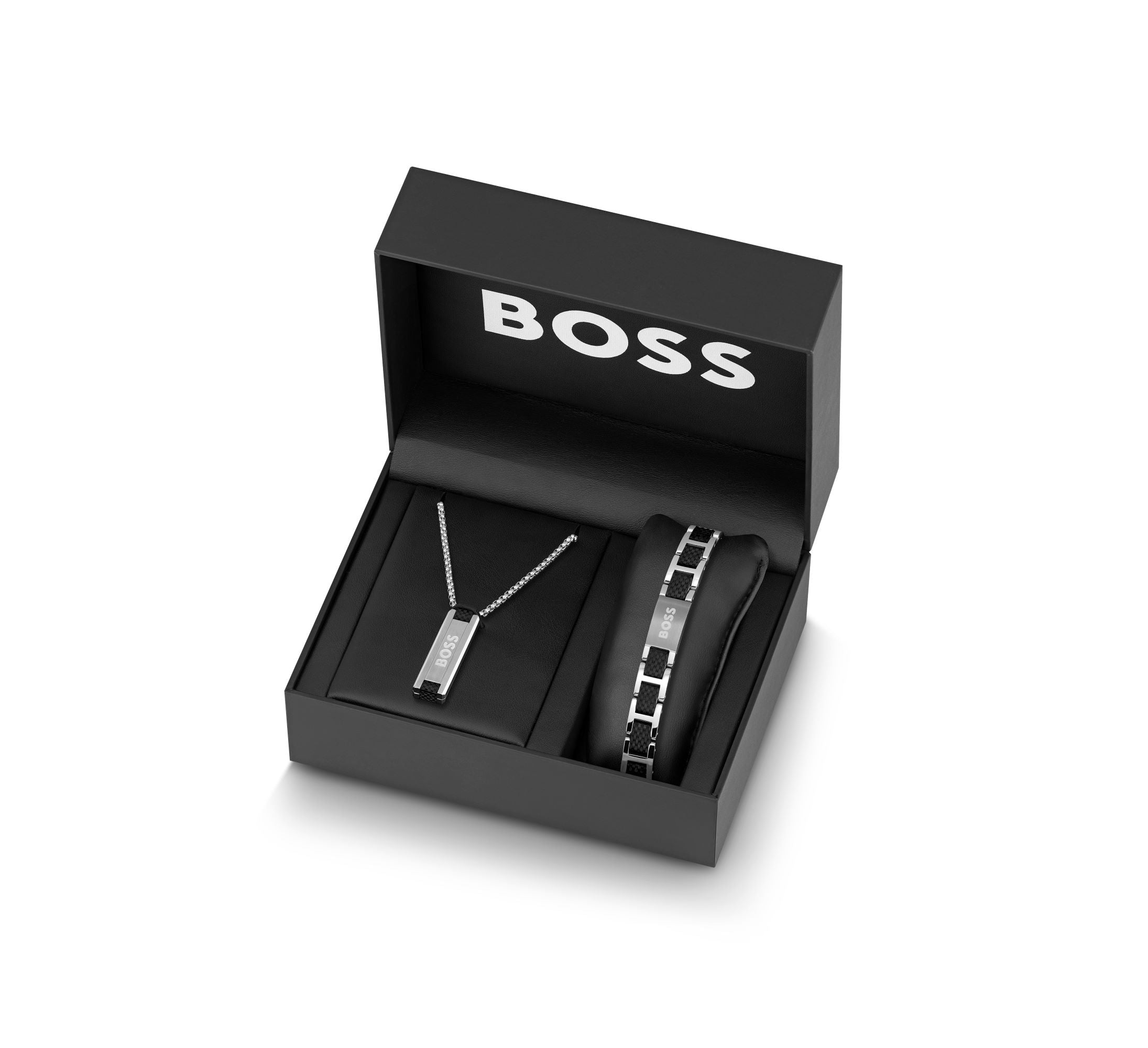 Boss Jewellery Stainless Steel Black Gift Set - Silver