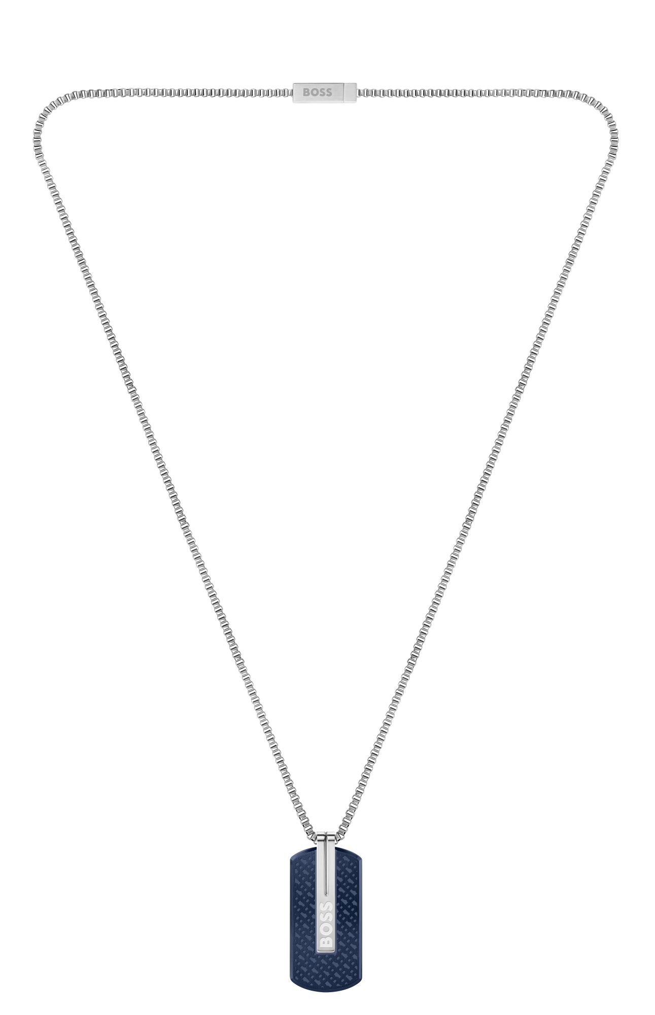 Boss Jewellery Stainless Steel Blue Pendant Necklace D - Blue