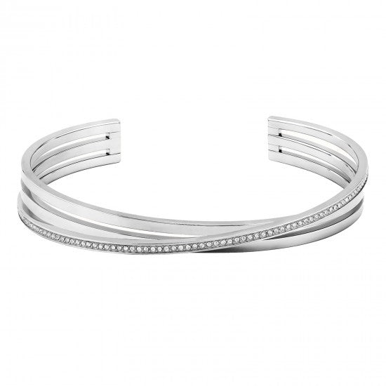 Boss Jewellery Stainless Steel Cubic Zirconia Saya Bangle - Silver