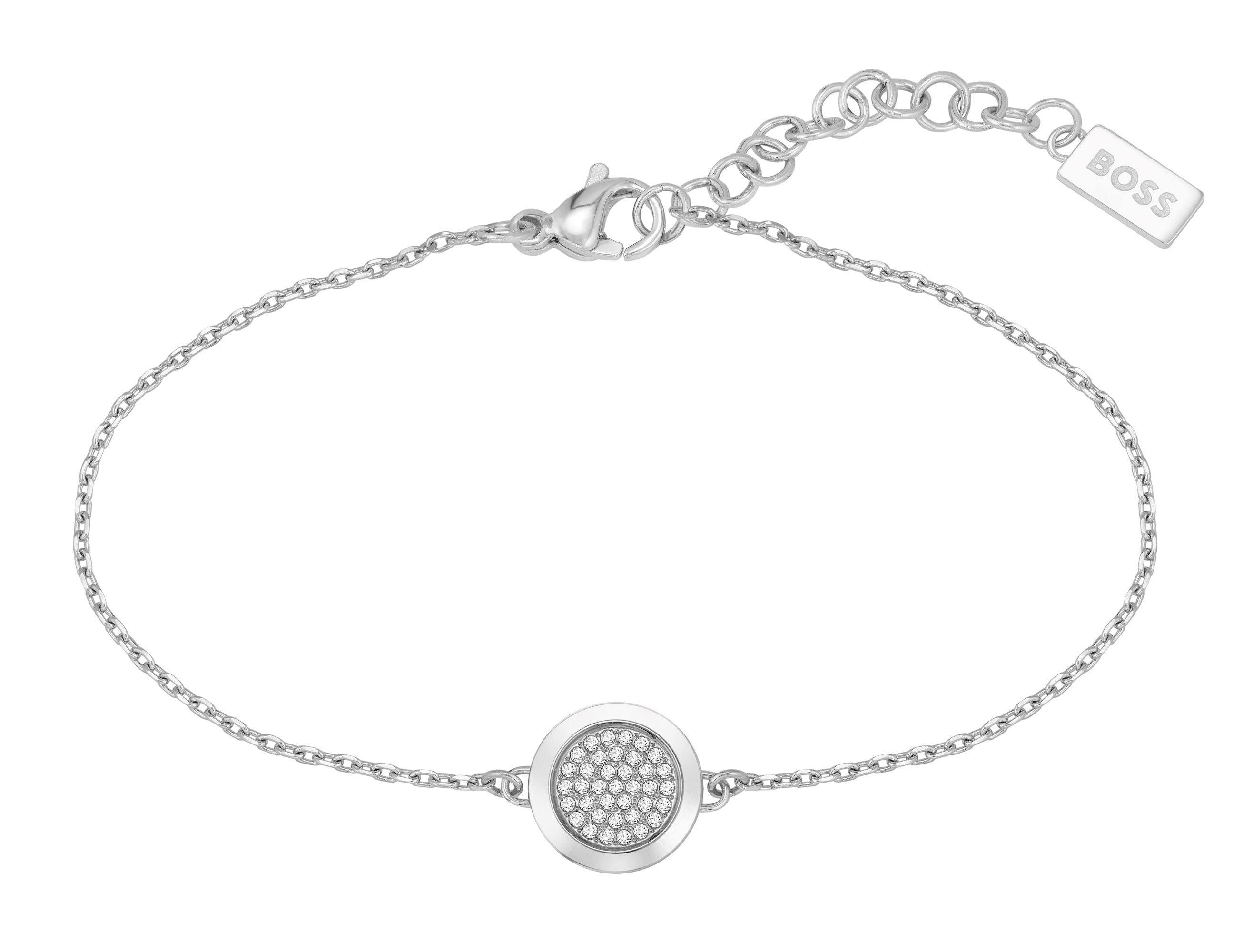 Boss Jewellery Stainless Steel Medallion Crystal Bracelet - Silver