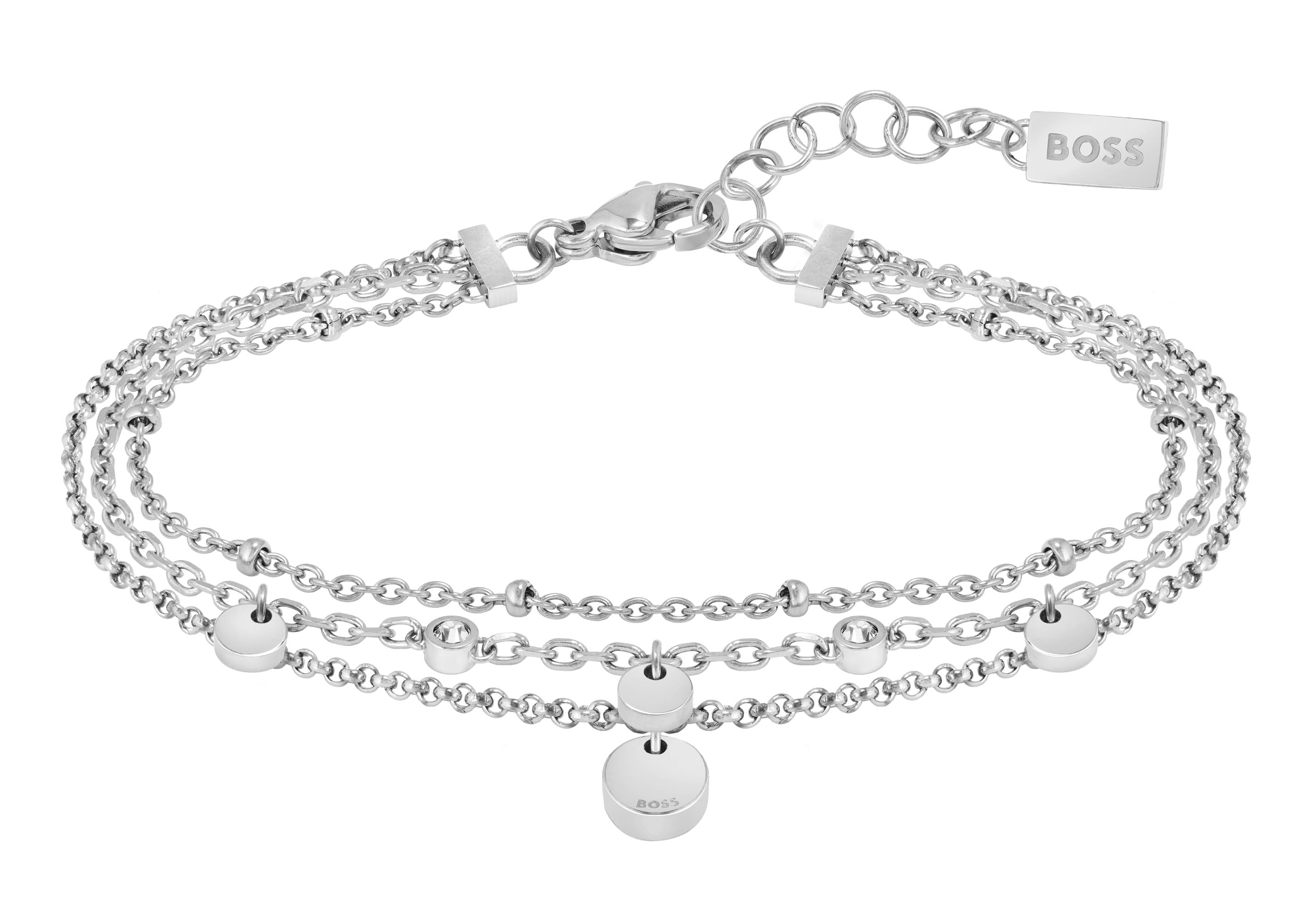 Boss Jewellery Stainless Steel Triple Chain Bracelet - Silver