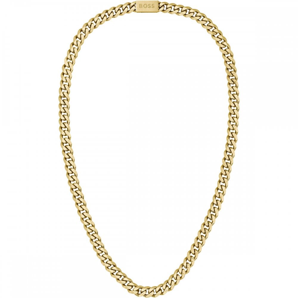 Boss Light Yellow Gold IP Gents Chain Necklace