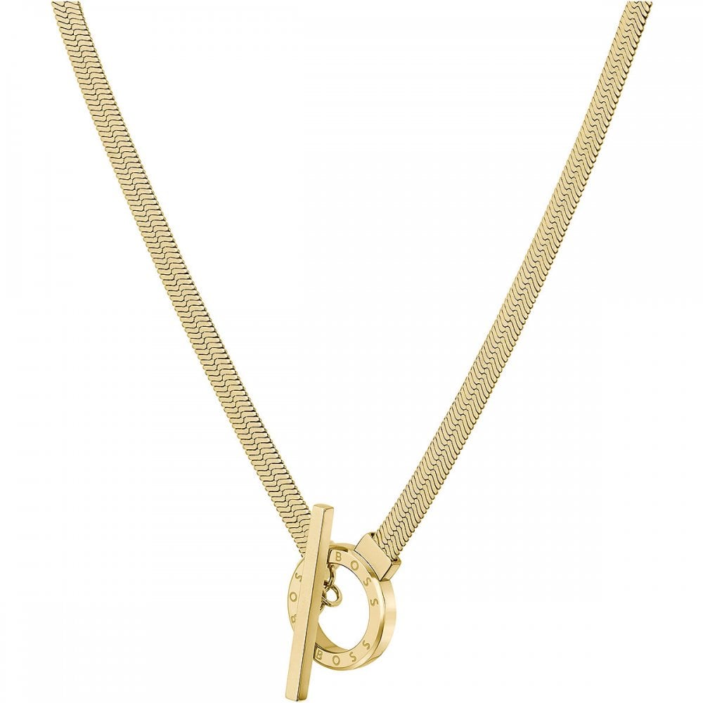 Boss Zia Light Yellow Gold IP Ladies Chain Necklace