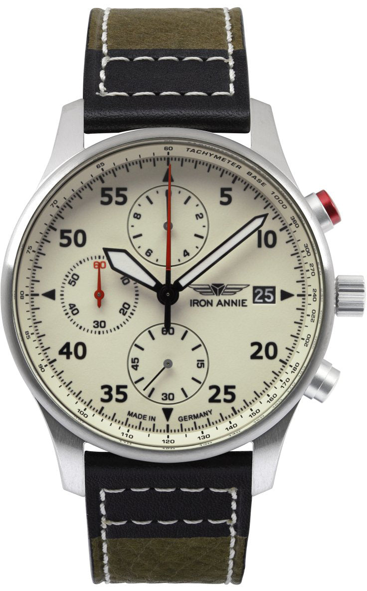 Iron Annie Watch F13 Tempelhof Chronograph Mens - Cream