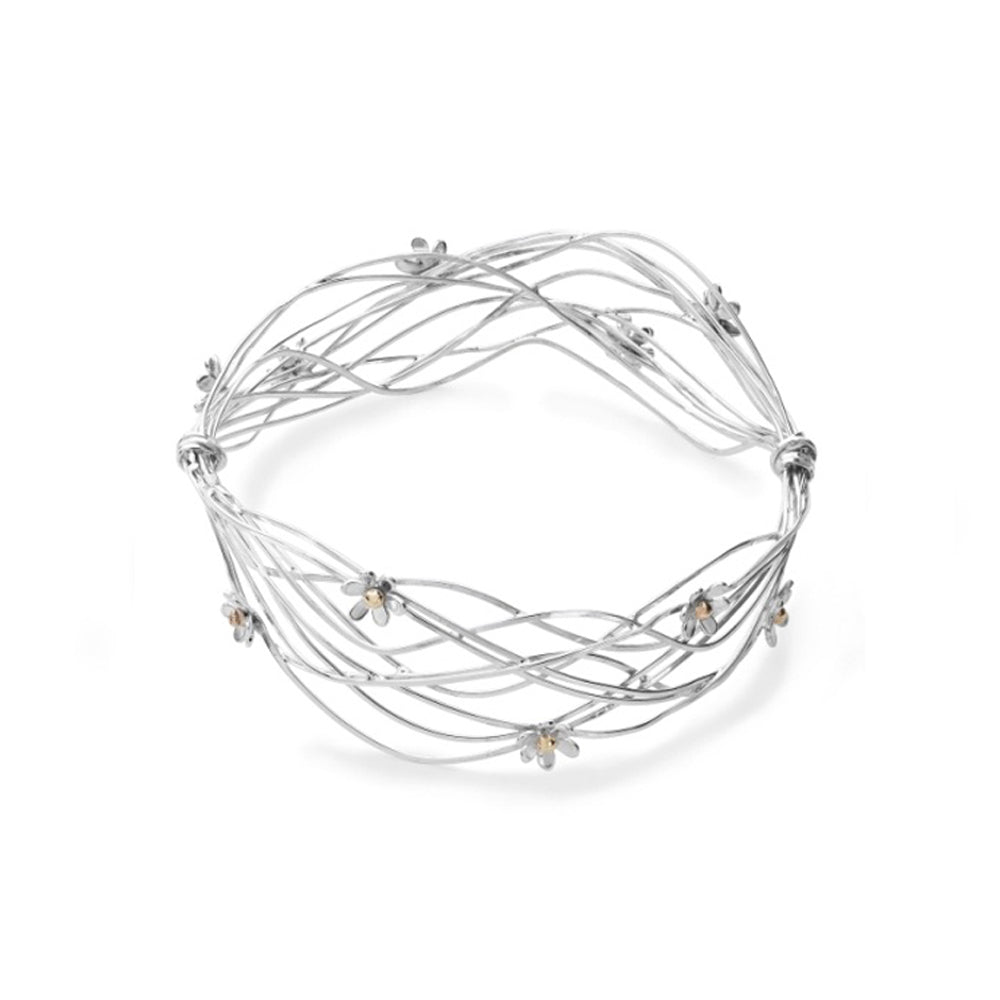 Linda Macdonald Scribbles Sterling Silver 9ct Yellow Gold Bangle