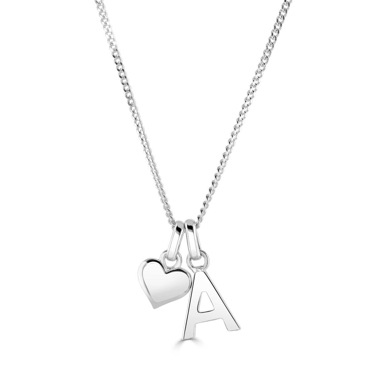 Little Star Sterling Silver Heart Alphabet Letter Customisable Pendant - Z