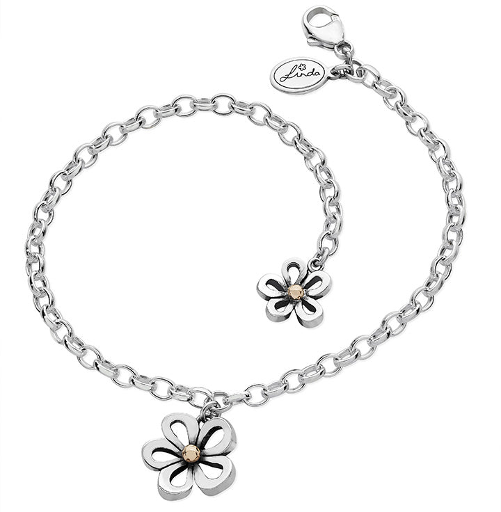 Linda Macdonald Woodlands Sterling Silver 9ct Gold Bracelet